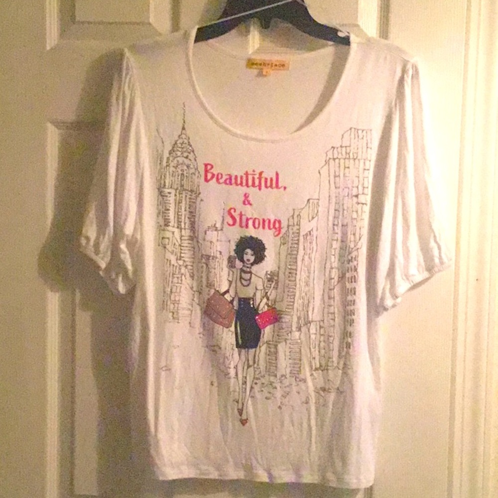 MESH+LACE” tees (L) Beautiful &Strong🌹NWOT🌹